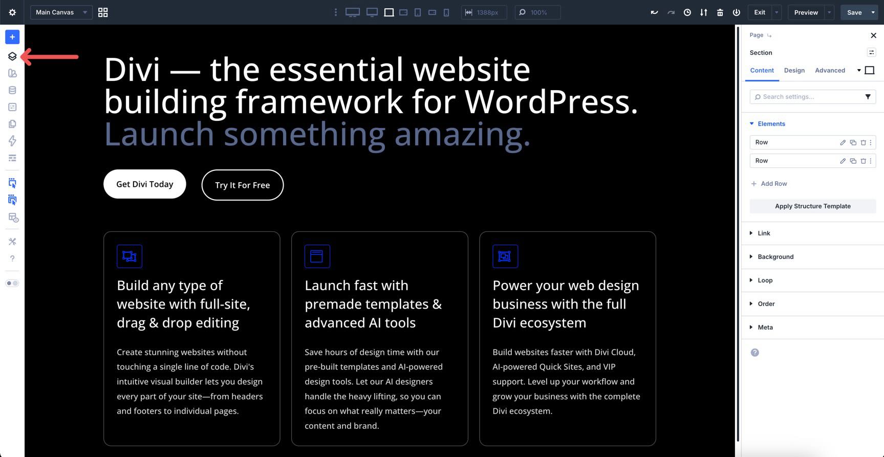 Divi 5 Layers View