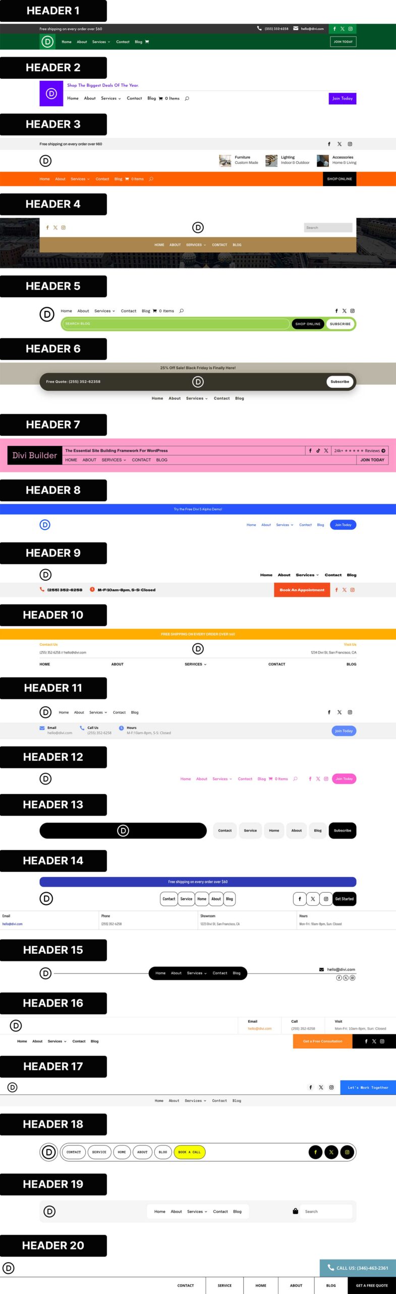 Divi 5 Flexbox header layout examples