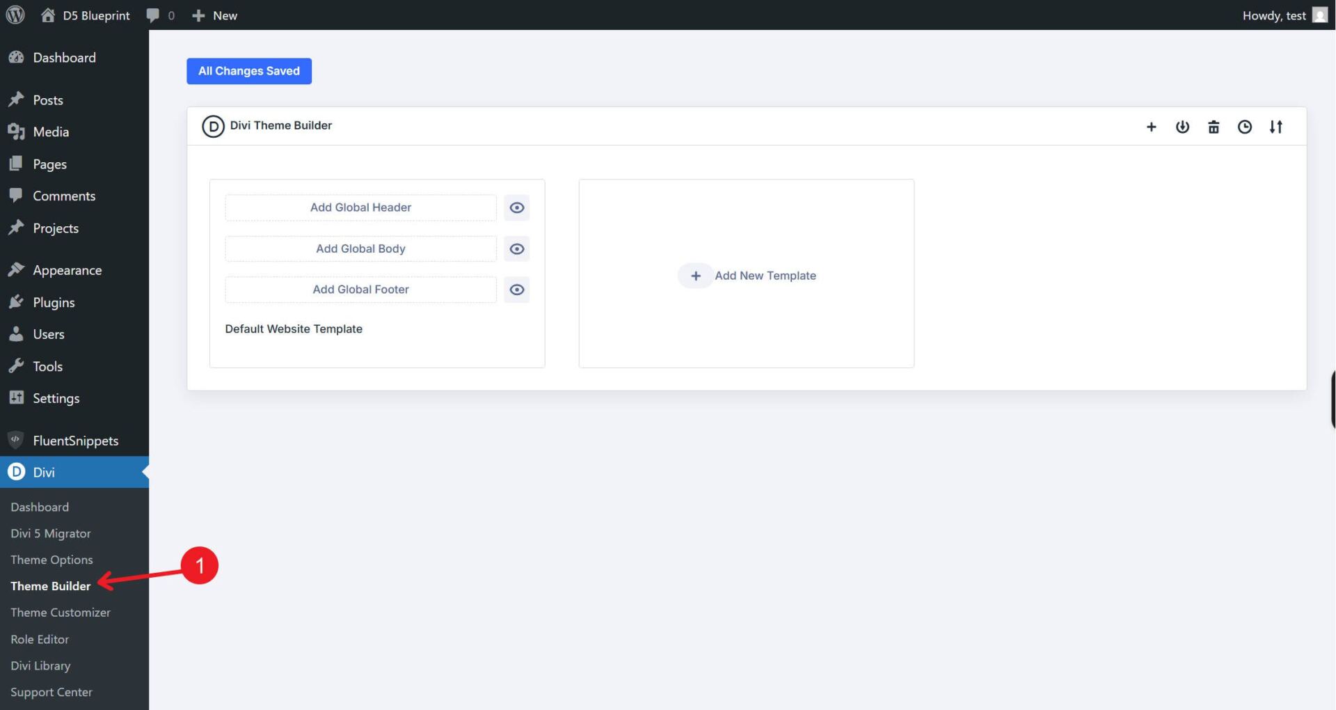 Divi Theme Builder Page for Global Templates
