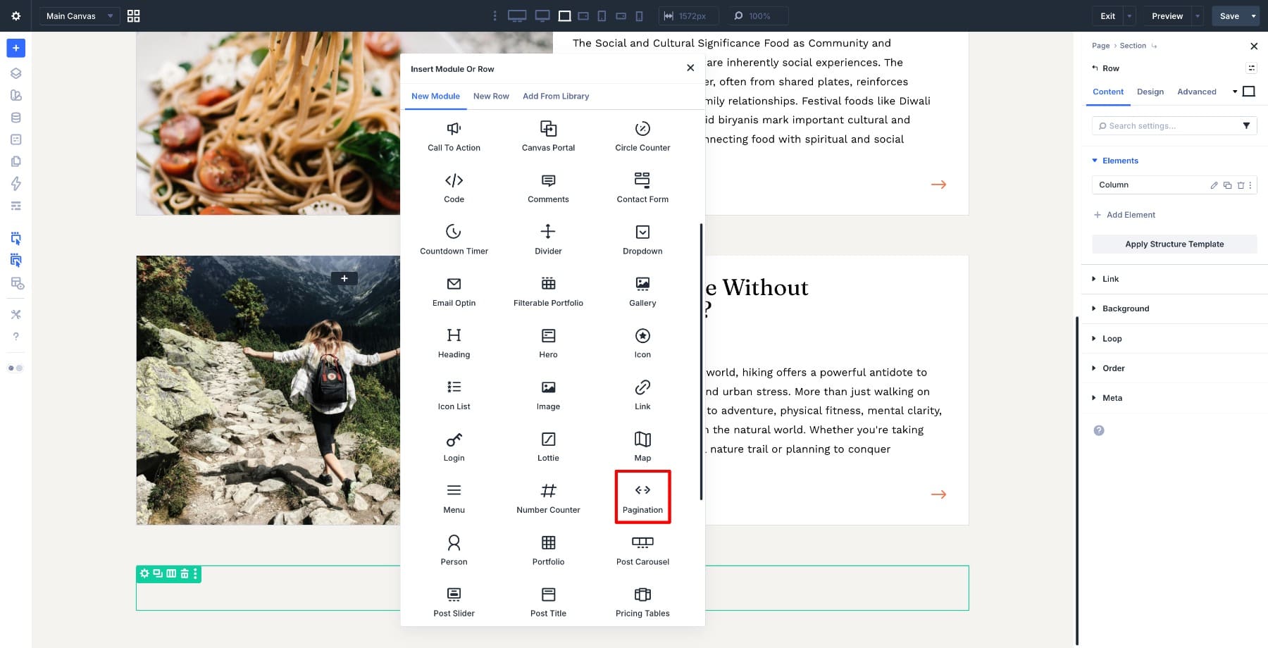 Add Pagination module in Divi 5