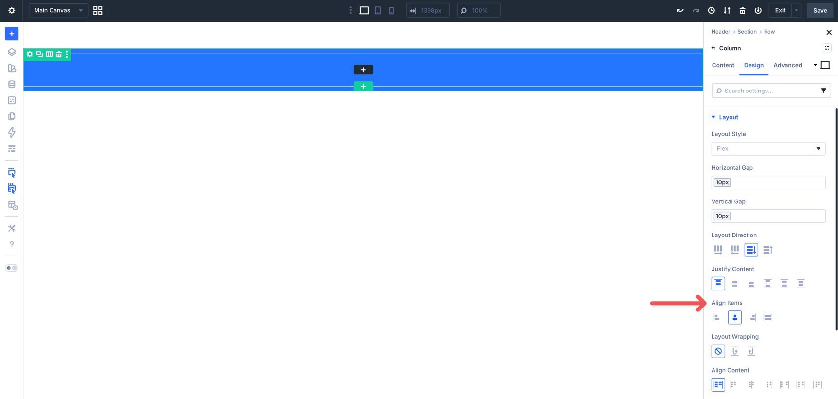 Set Align Items to Center in Divi 5