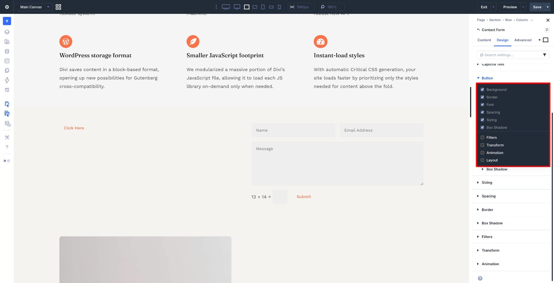Composable settings dropdown options in Divi 5