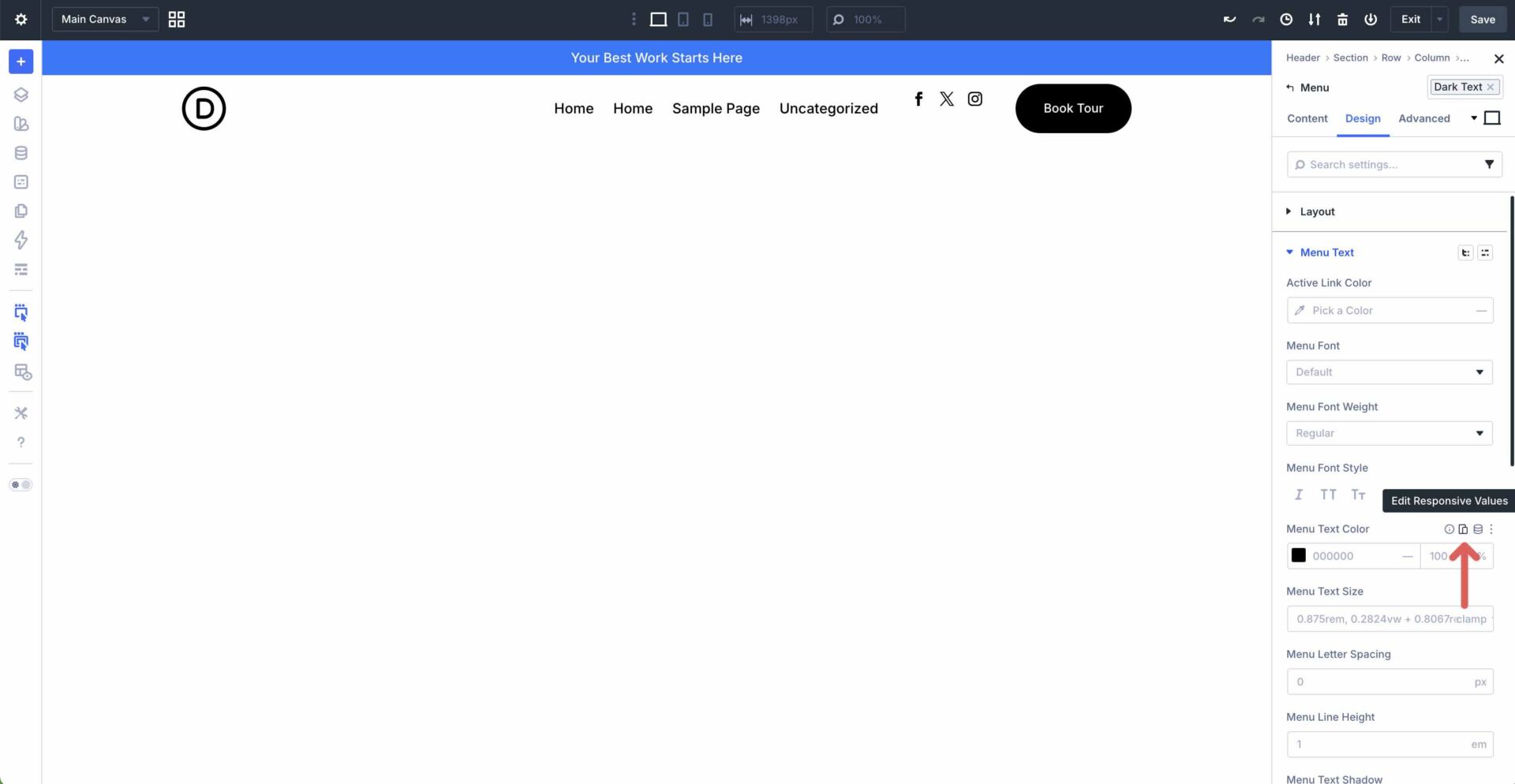 Edit Responsive Values icon in Divi 5