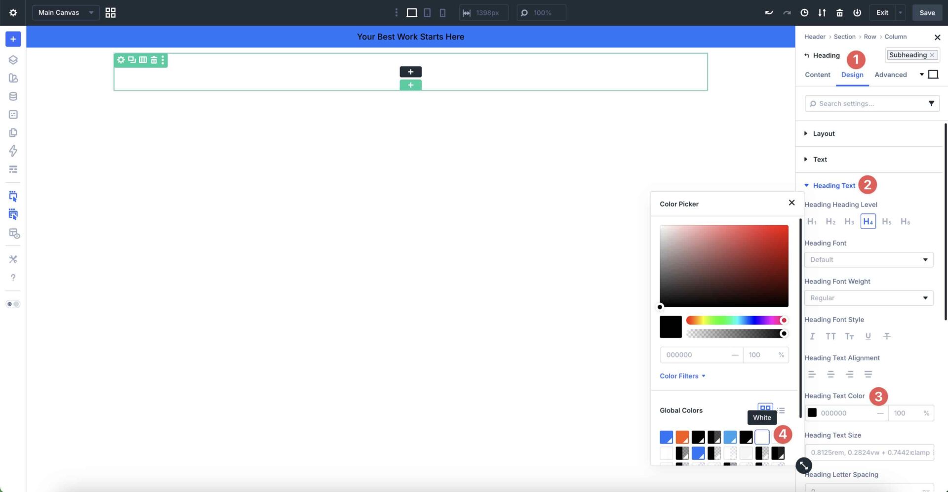 Set Heading Text Color to White in Divi 5