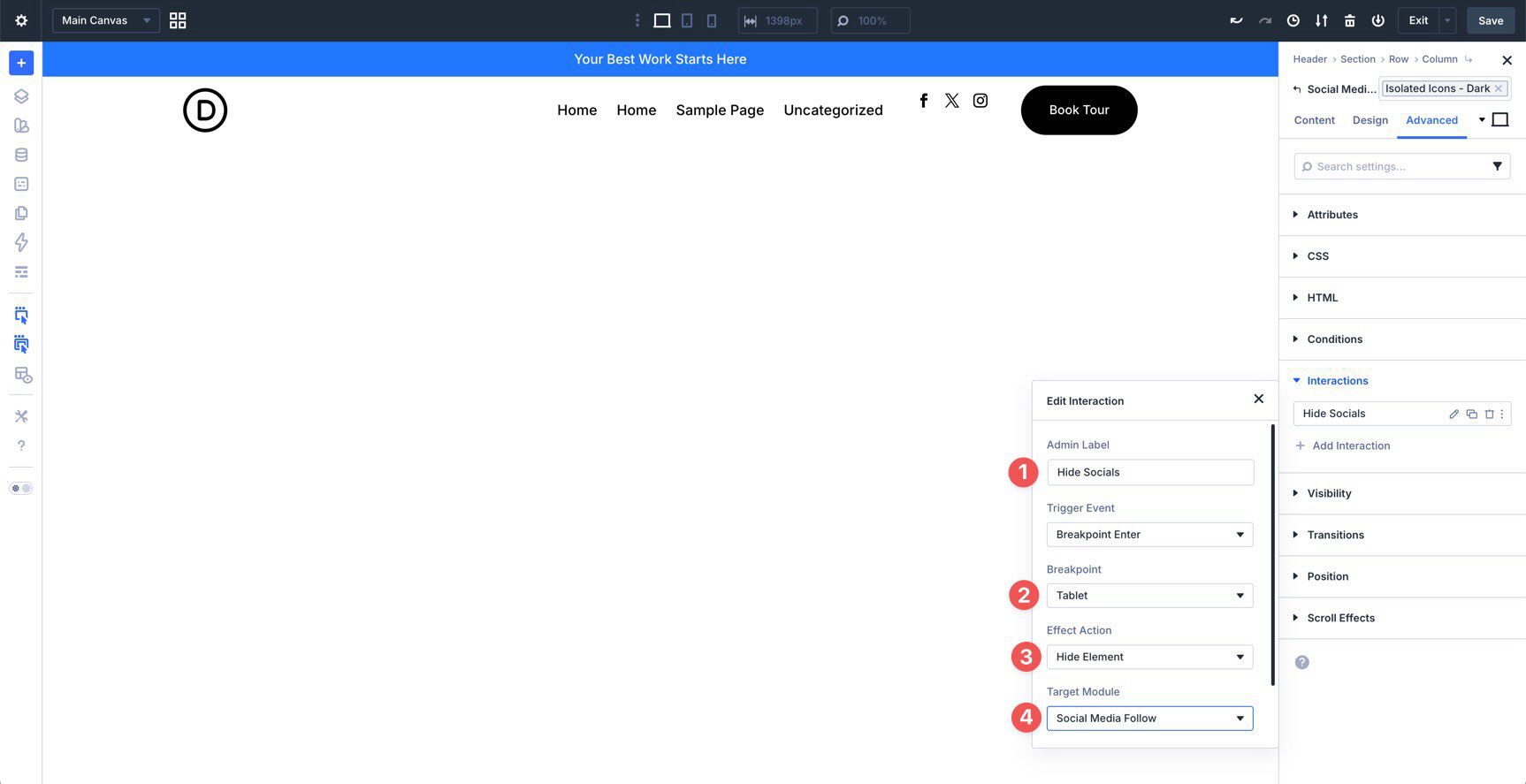 Hide the Social Media Follow module at the Tablet breakpoint