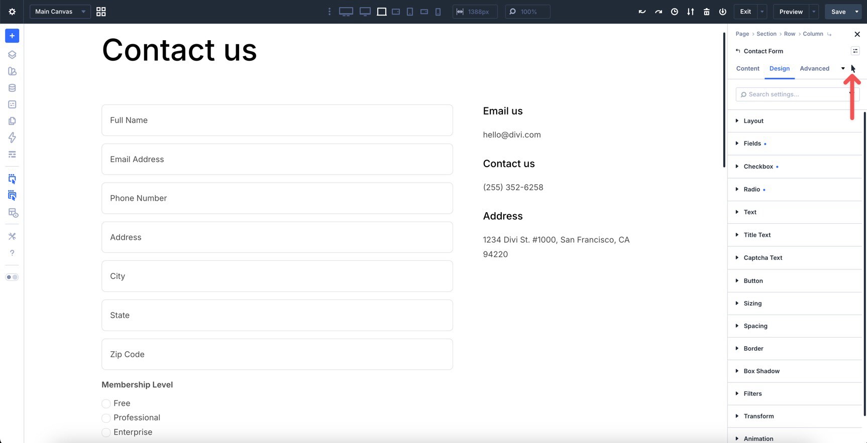 Hover state editing in Divi 5