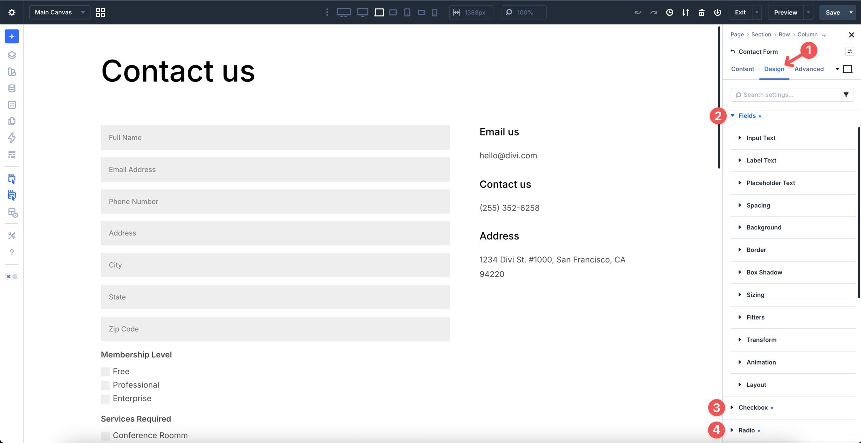 New form option groups in Divi 5