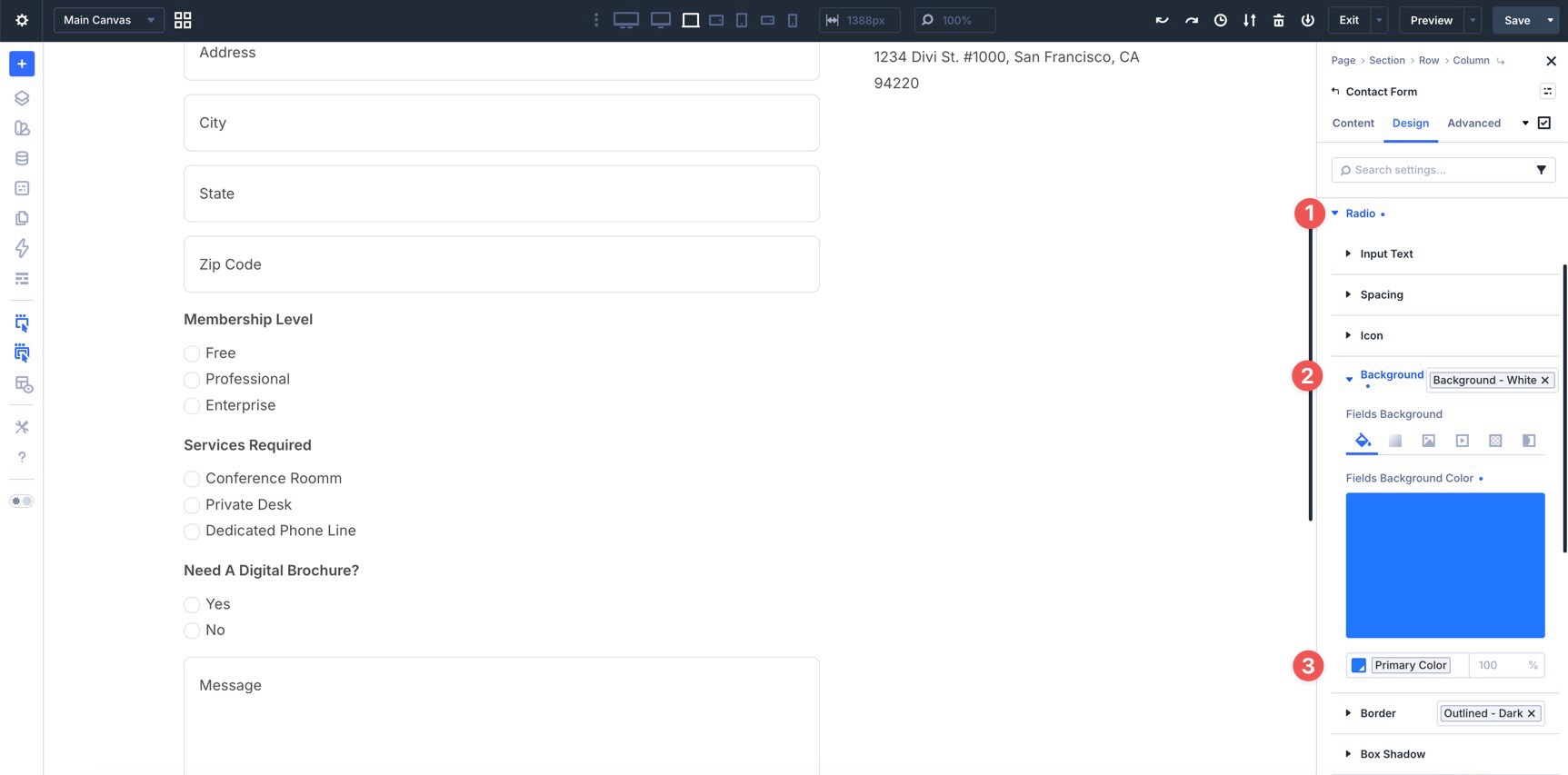 Checked Background Color for radio buttons in Divi 5