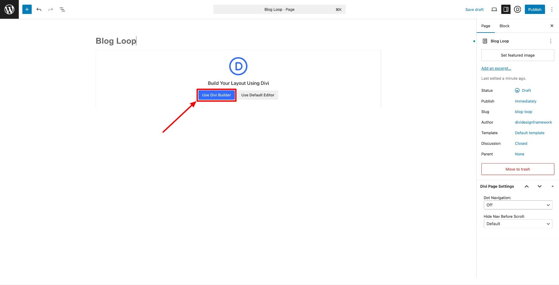 Use Divi Builder button