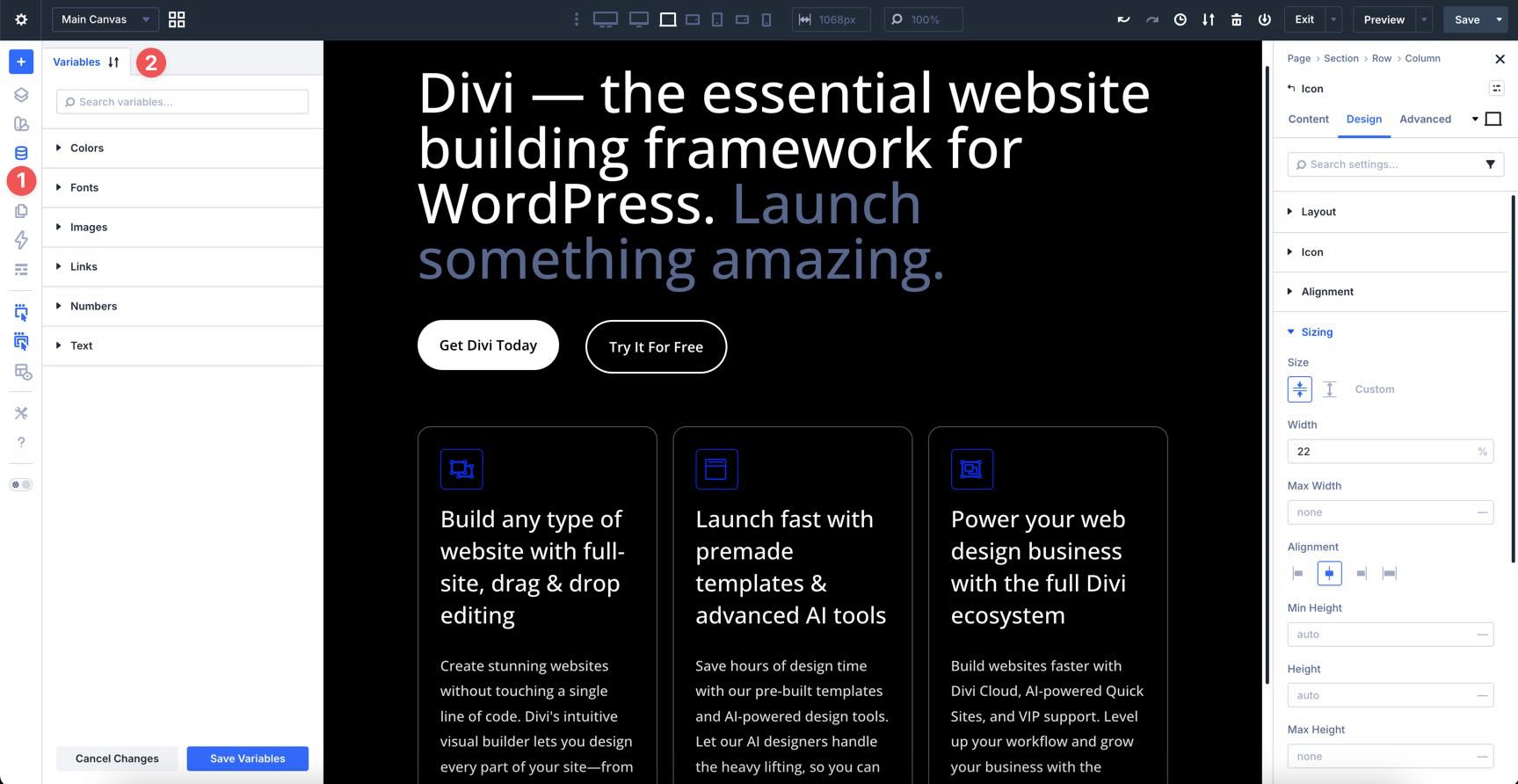 Divi 5 variable manager