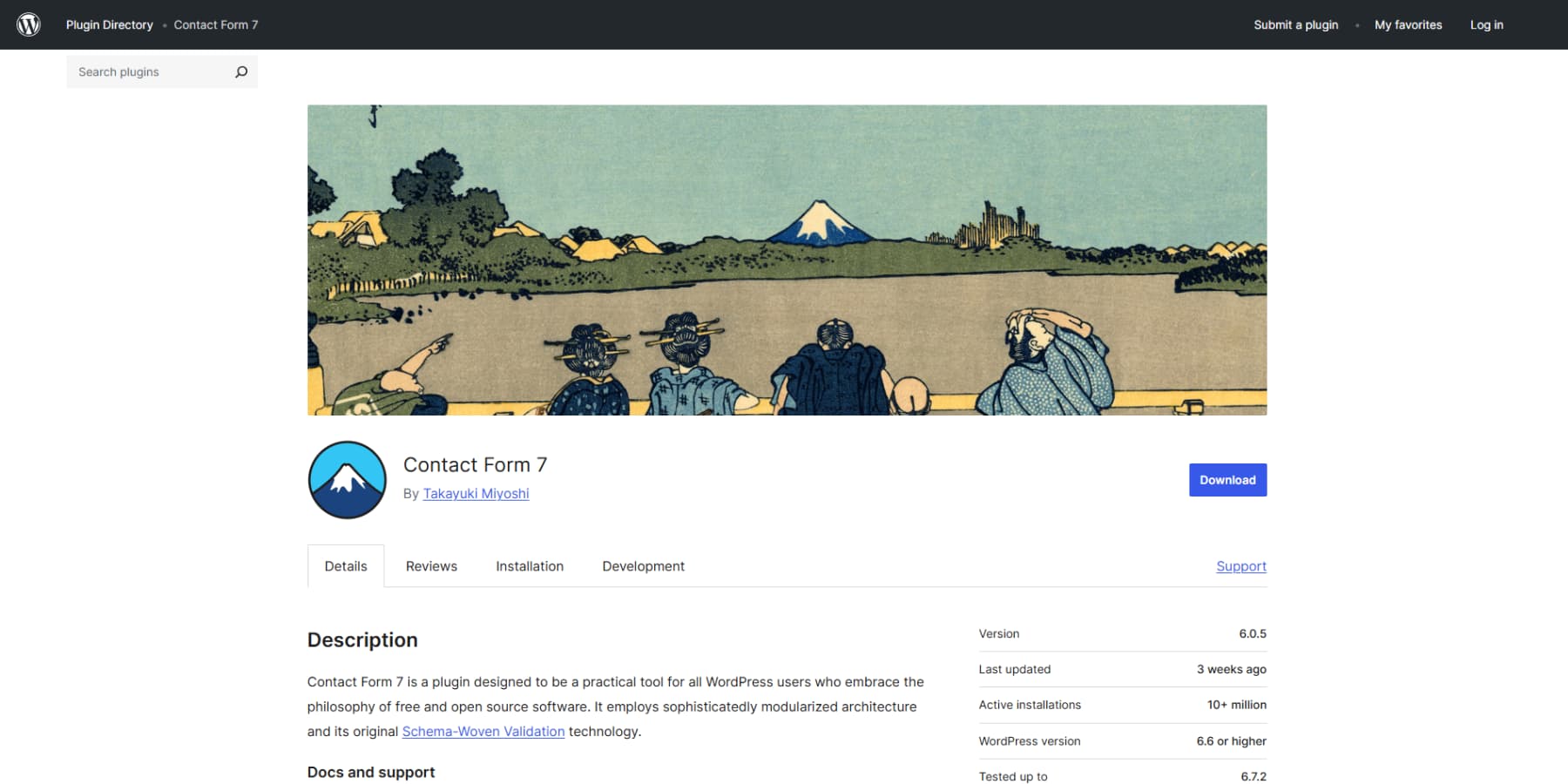 Contact Form 7 plugin page in the WordPress plugin directory
