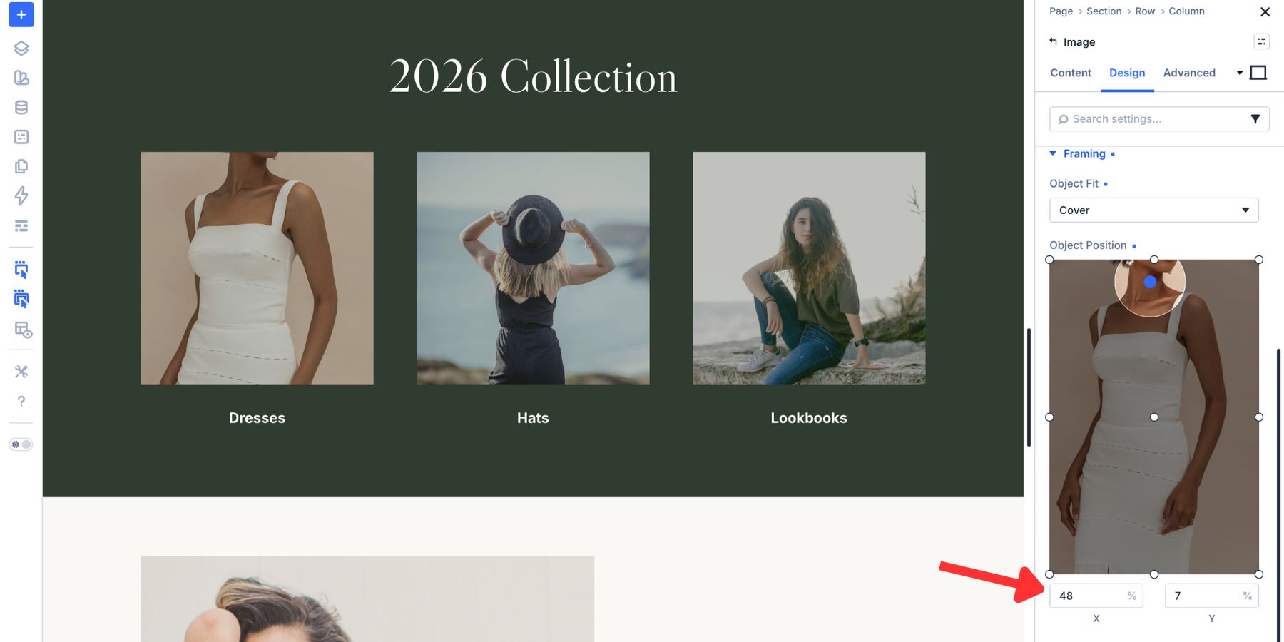 Object Position field in the Divi 5 Framing option group