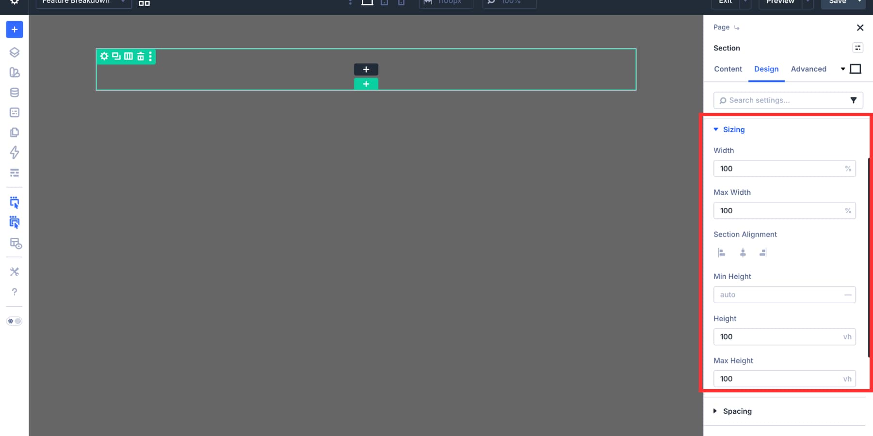 Full viewport sizing for a Divi 5 modal section