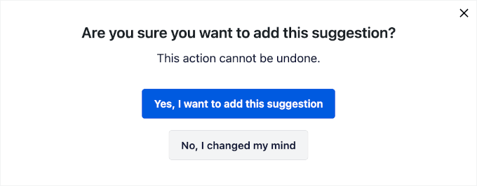 Confirming to add the suggestion