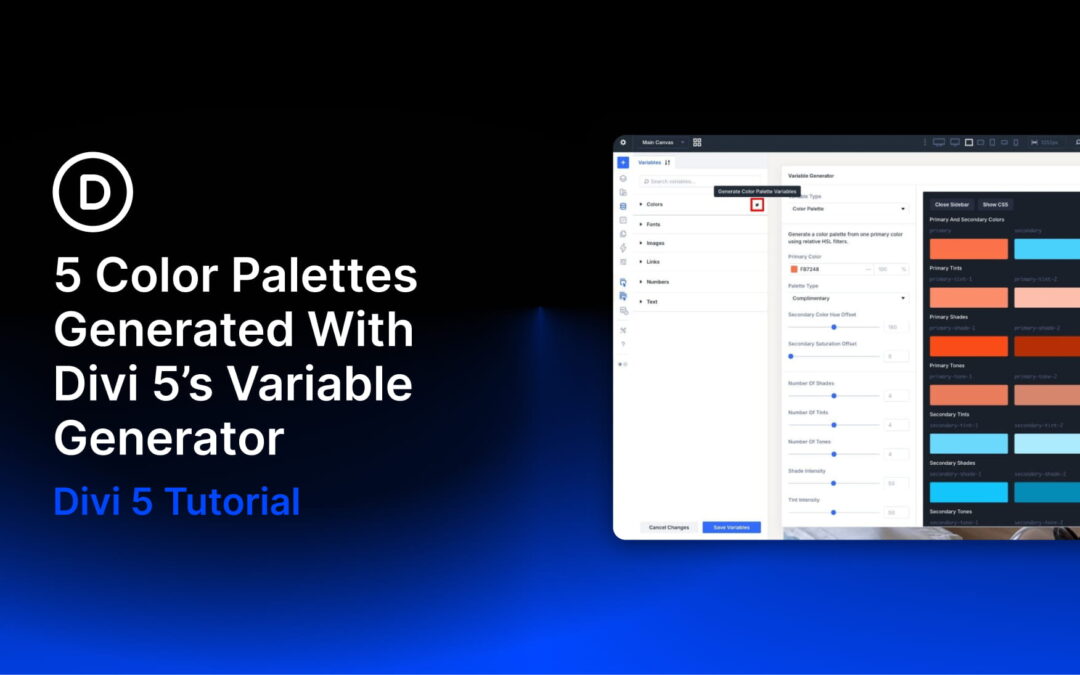 5 Color Palettes Generated With Divi 5’s Variable Generator