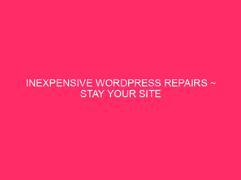 Inexpensive WordPress Repairs ~ Stay Your Site Shining: Sensible &…
