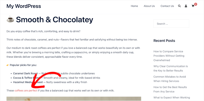 Interlink automatically added to live post