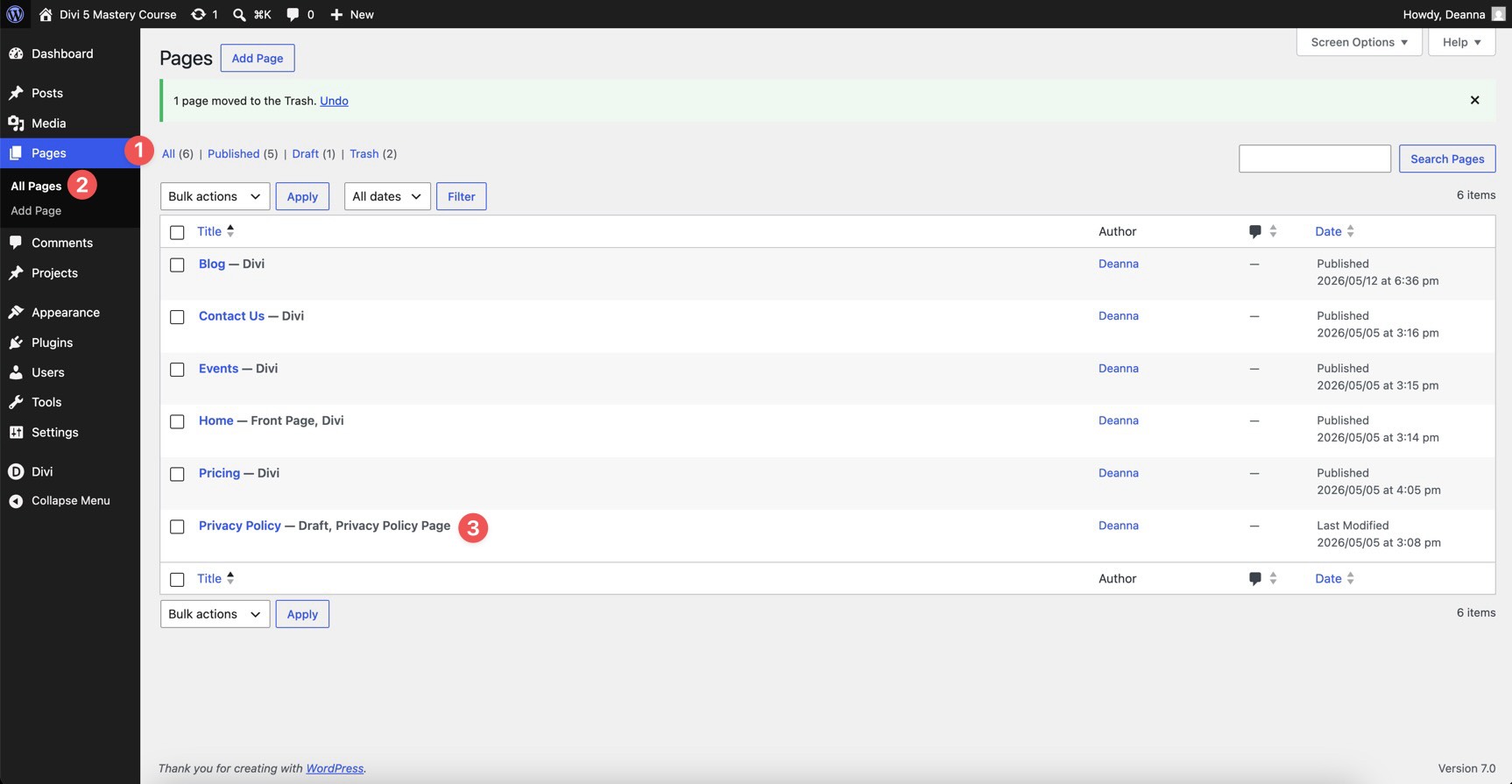 Publish all WordPress pages before launch