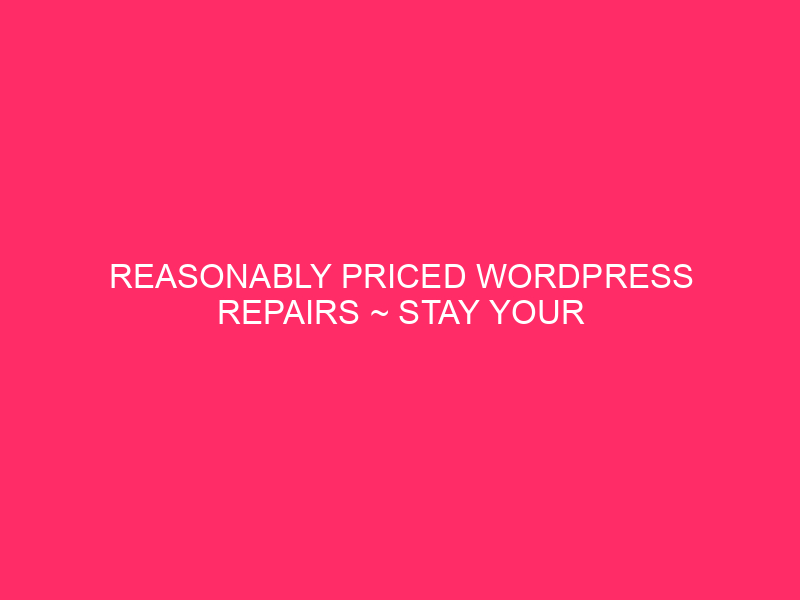 Reasonably priced WordPress Repairs ~ Stay Your Web site Shining: Reasonably priced WordPress…