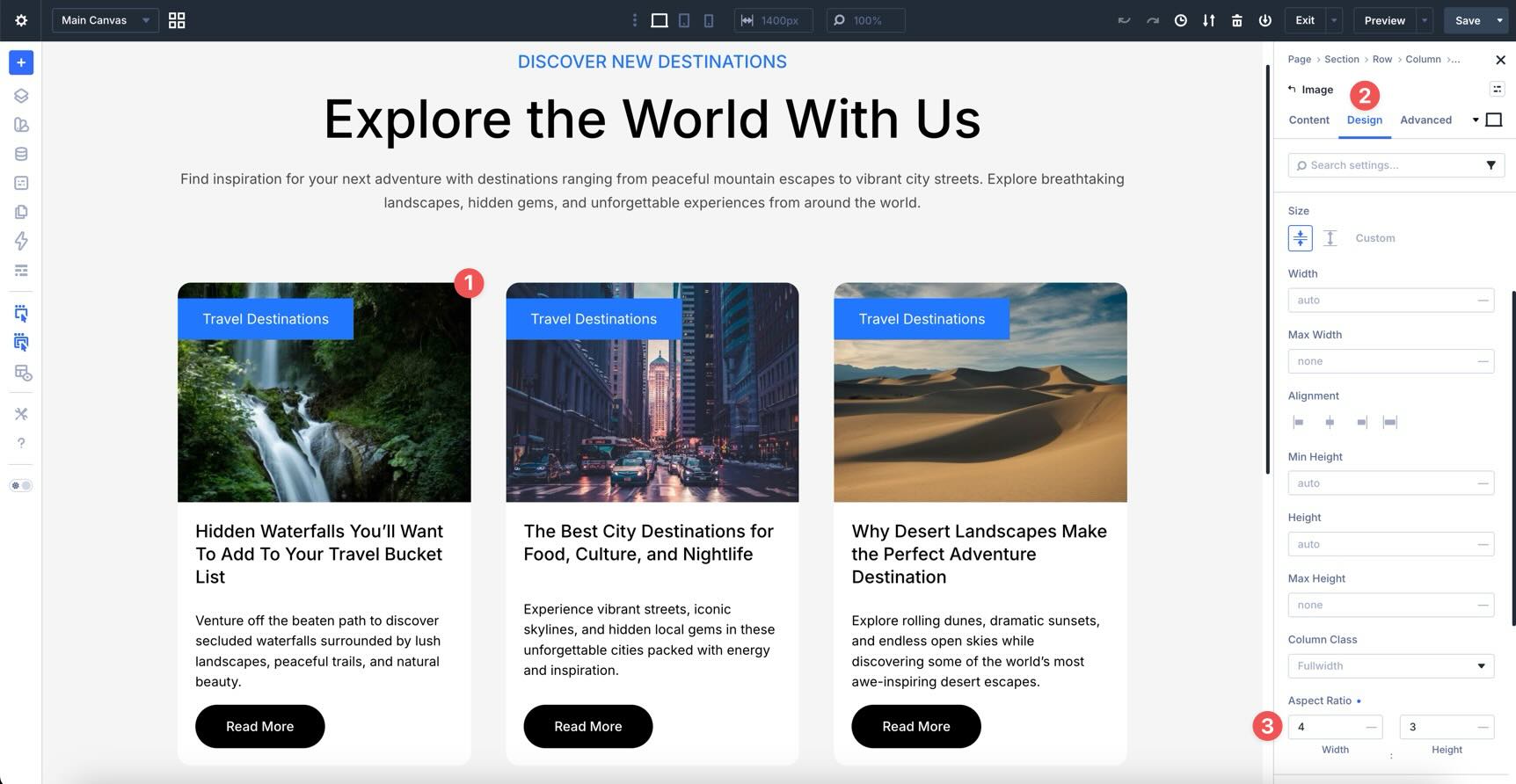 Aspect Ratio setting in the Divi 5 Sizing option group