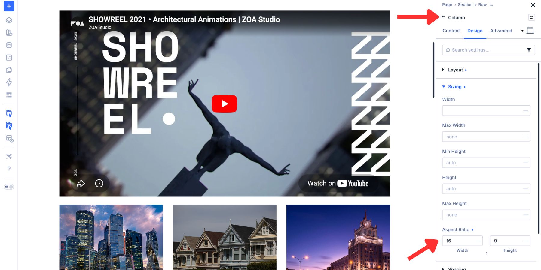 Applying an aspect ratio to a YouTube video container in Divi 5
