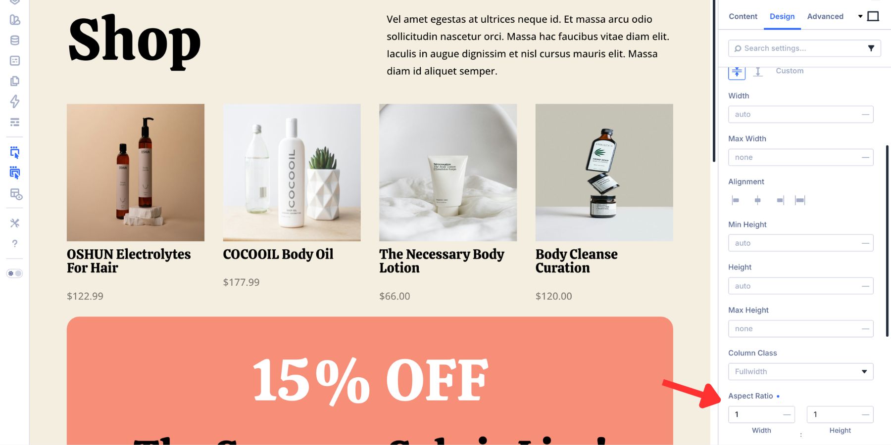 Applying Aspect Ratio to a WooCommerce product image inside a Divi 5 loop