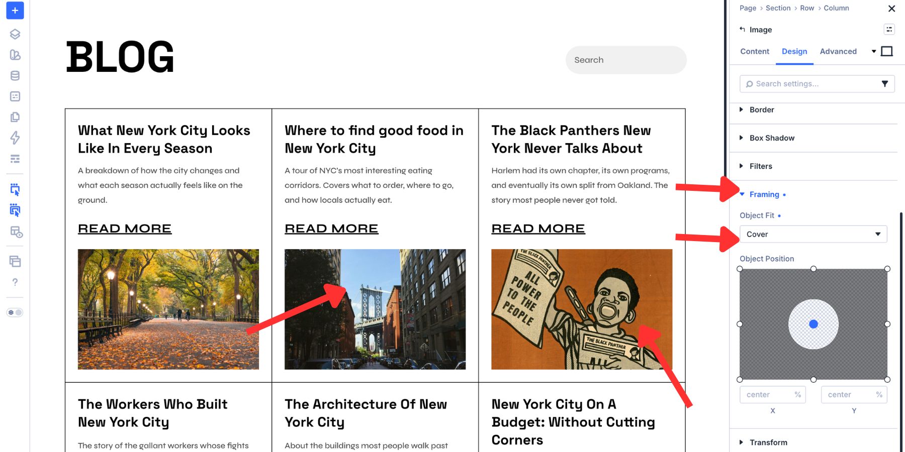 Blog grid images corrected after setting Object Fit to Cover in Divi 5