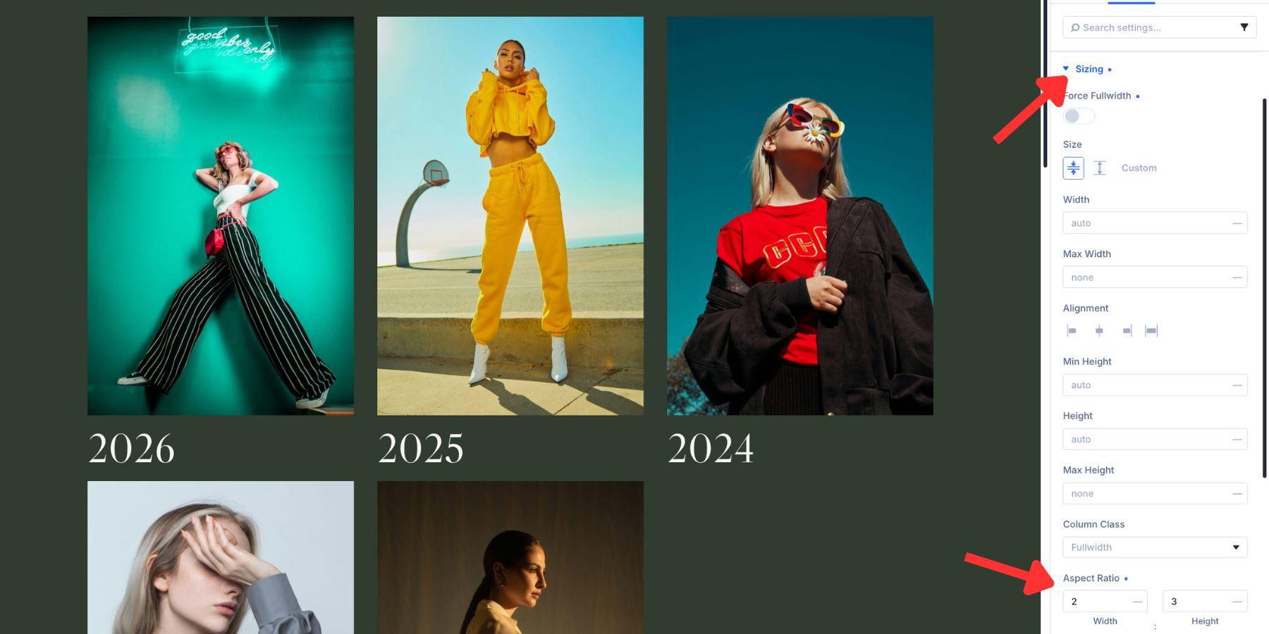 Applying Aspect Ratio to a portfolio image inside a Divi 5 loop template