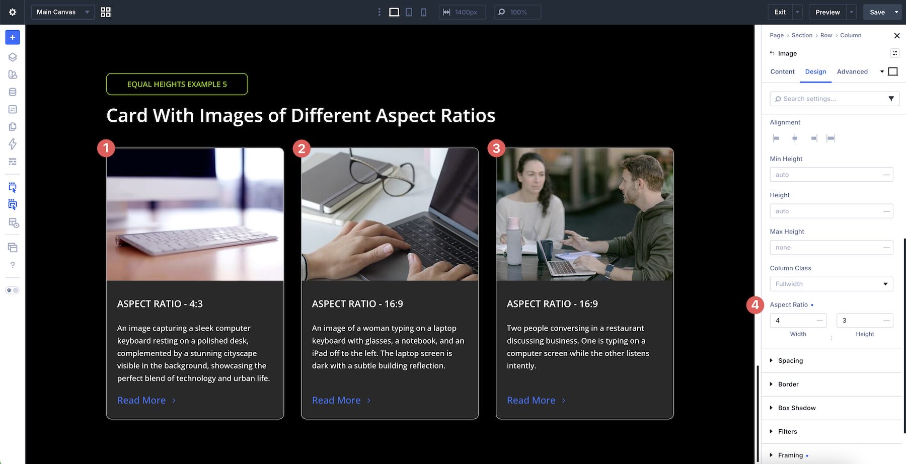 Divi 5 aspect ratio