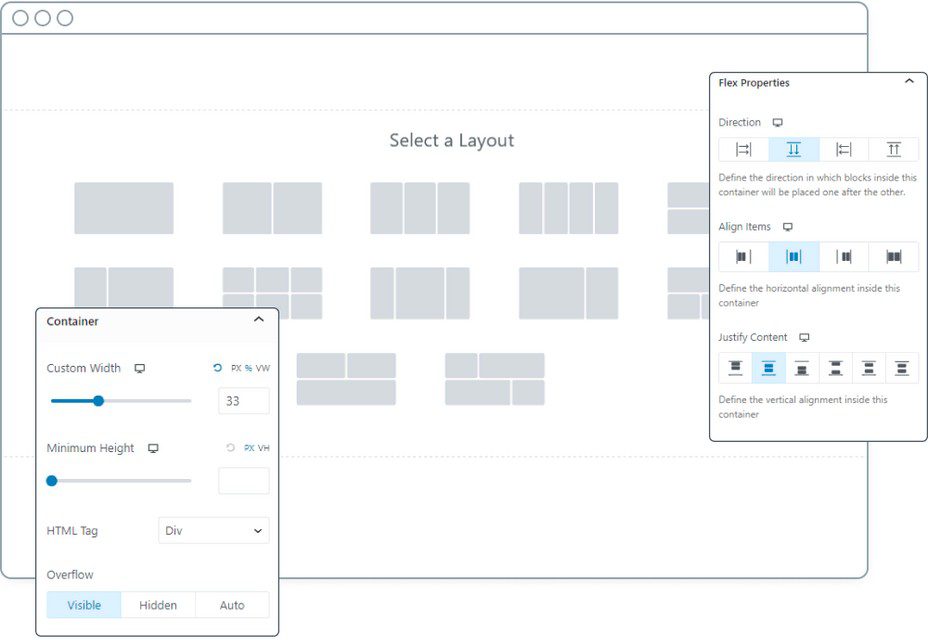 Spectra Flexbox Container Options