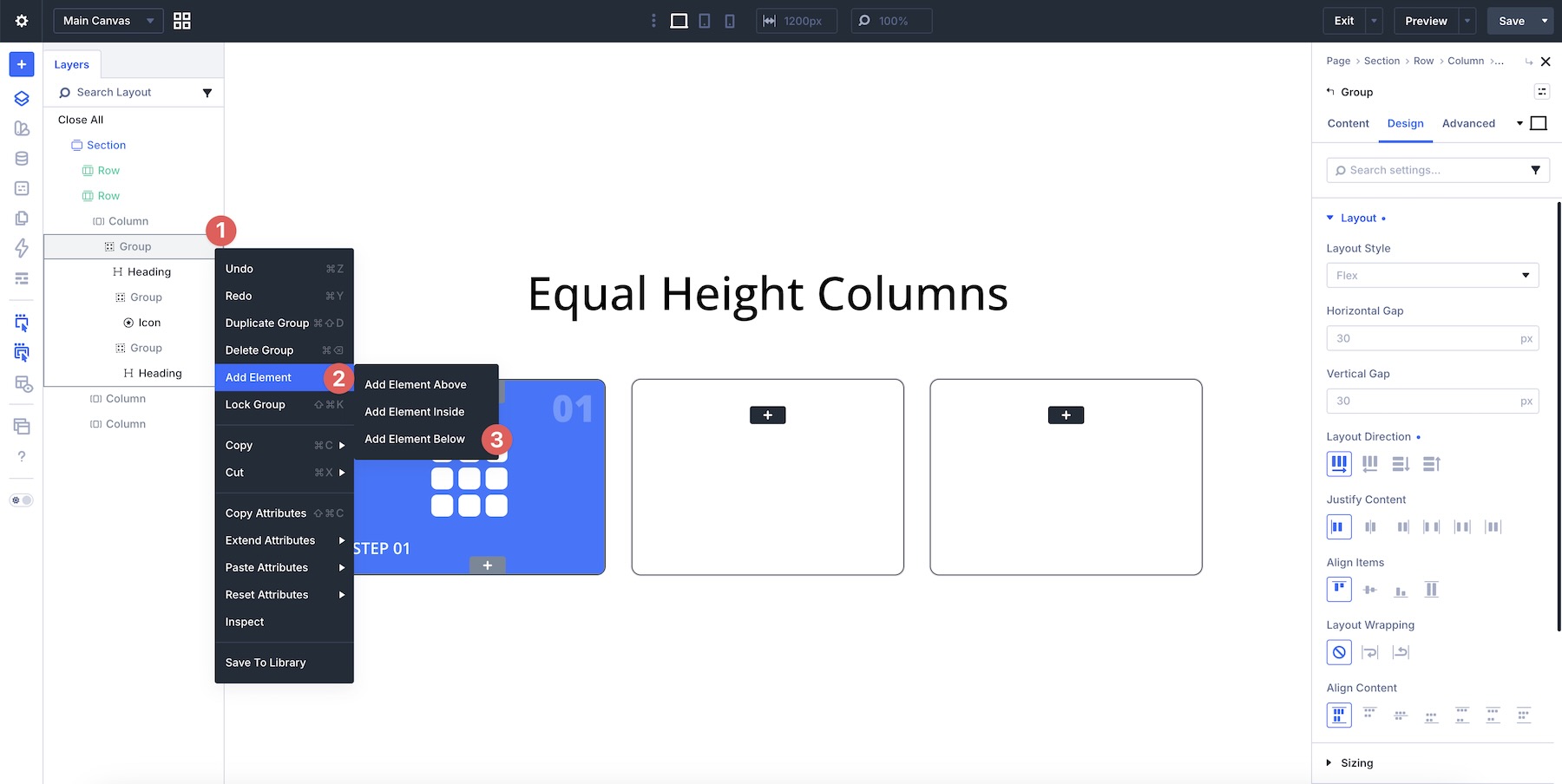 add element below