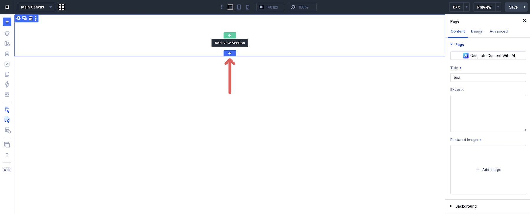 add new section to Divi