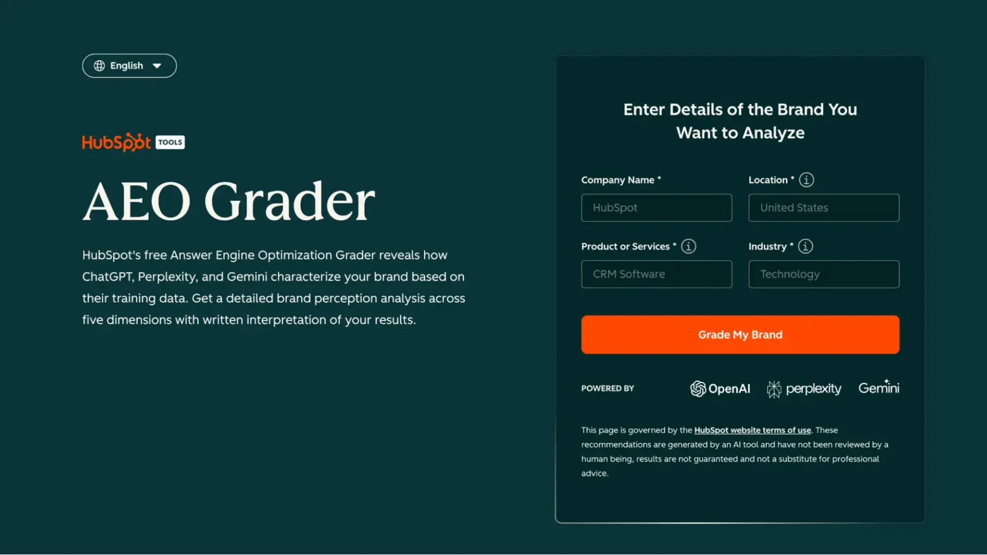 ai seo tools, hubspot aeo grader