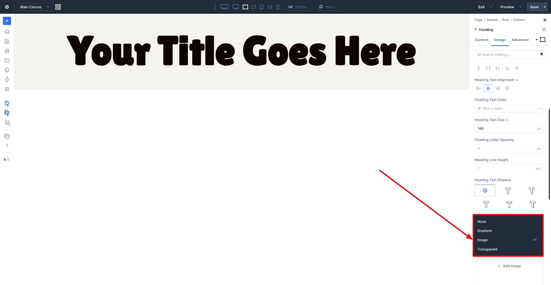 Choosing Image Fill for text in Divi 5