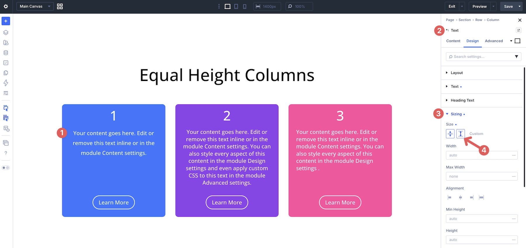 grow to fill setting in Divi 5