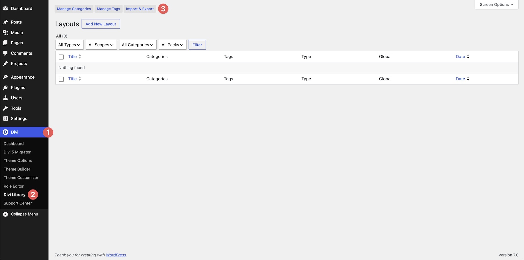 import and export divi layouts