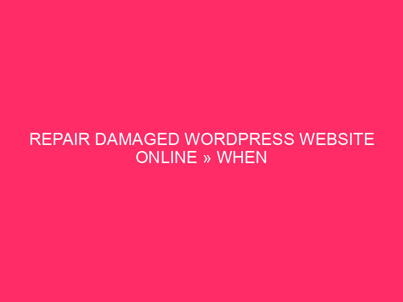 Repair Damaged WordPress Website online » When Your Site Woes Hit…