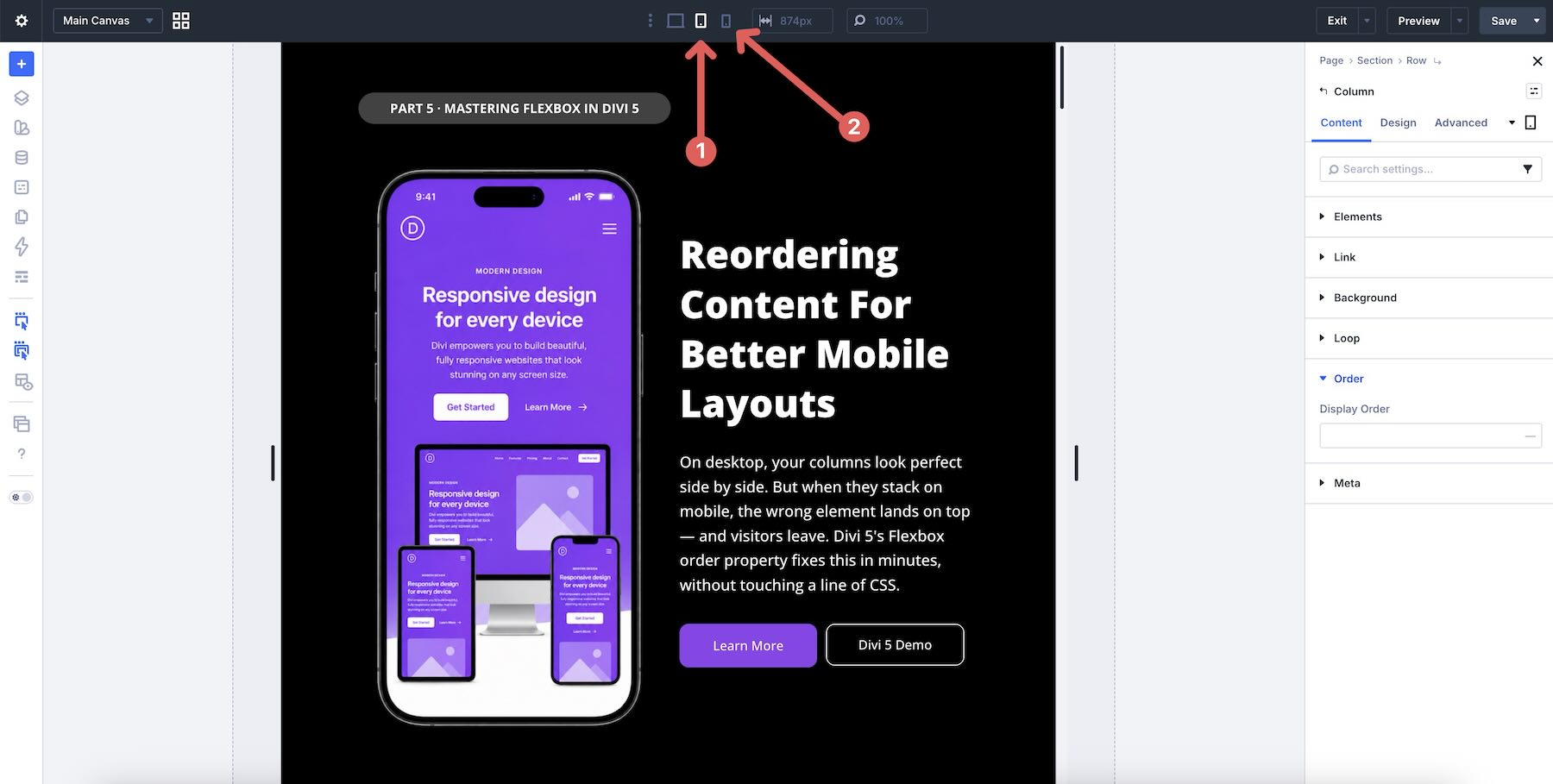 tablet and mobile breakpoints