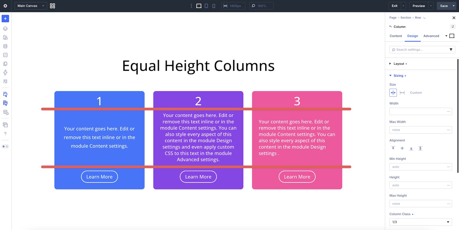 uneven column content