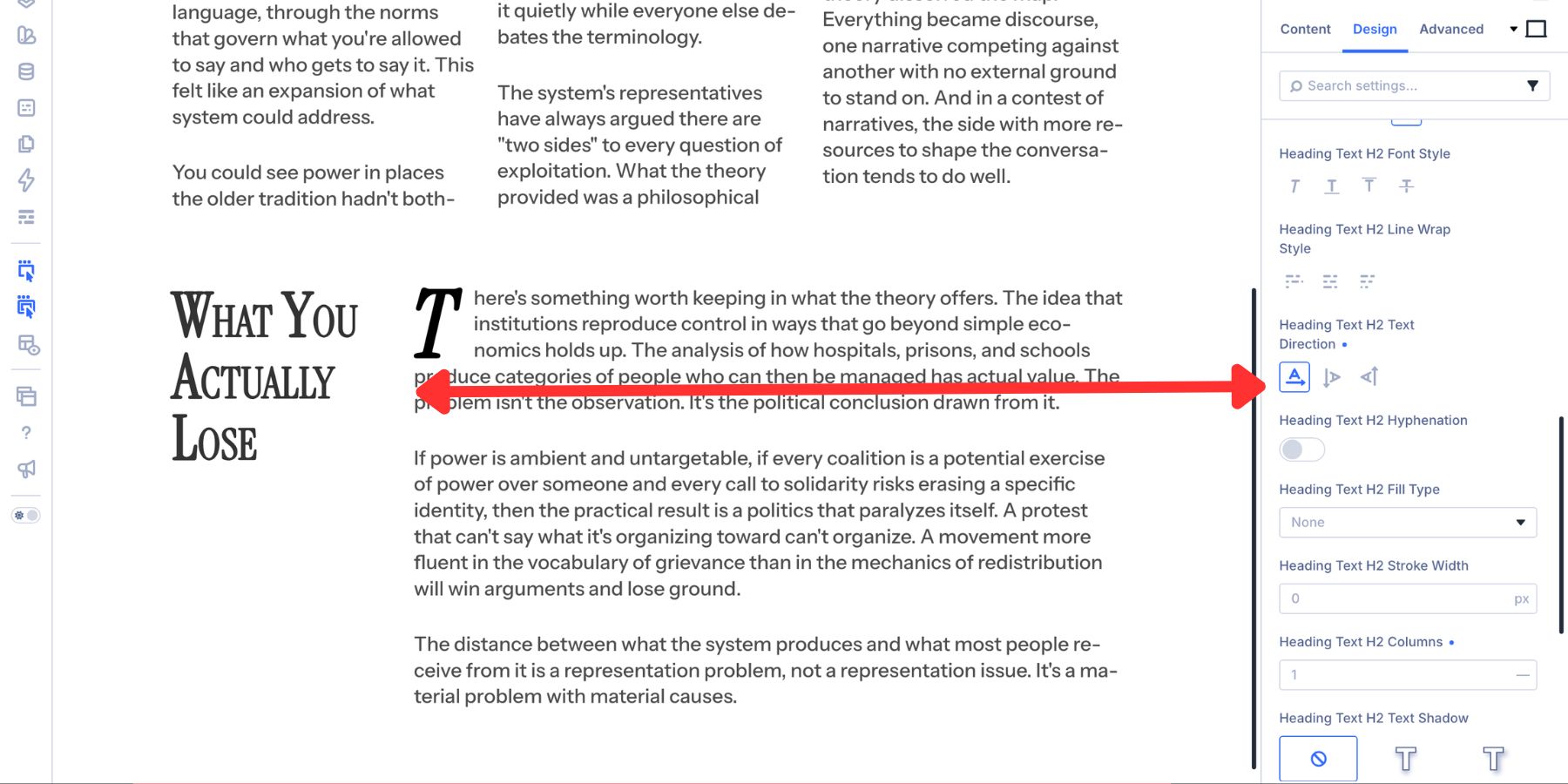 Standard Horizontal text direction in Divi 5