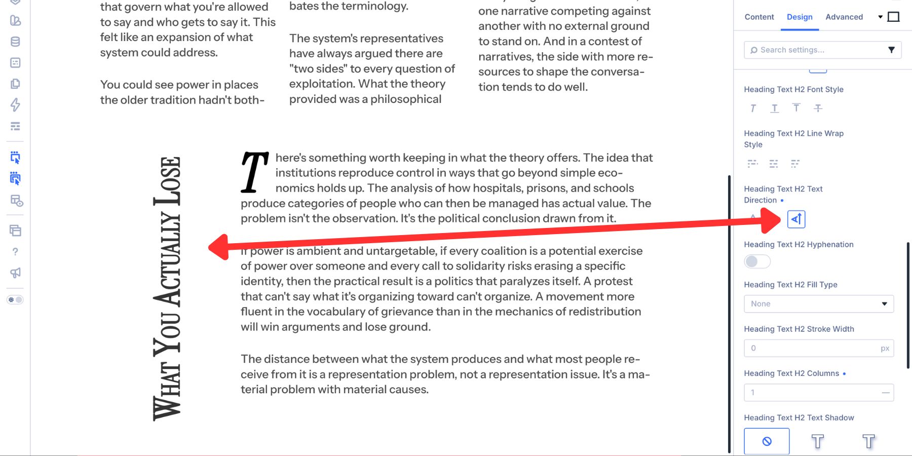 Vertical Left To Right text direction in Divi 5