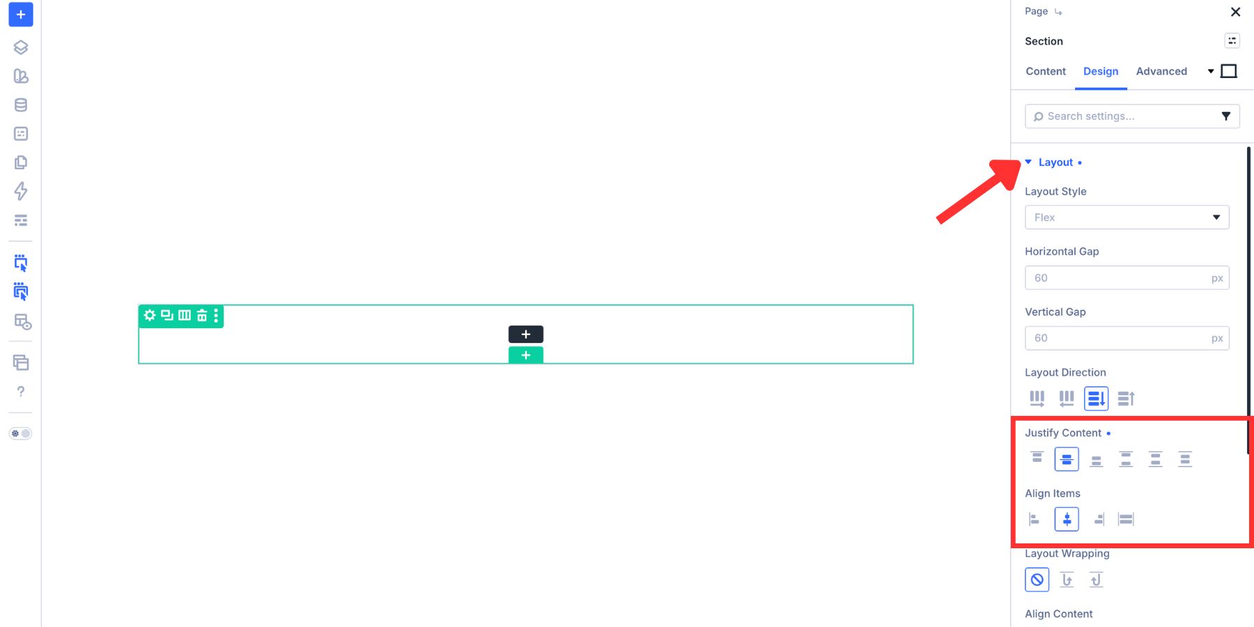 Centering popup content inside the Canvas section