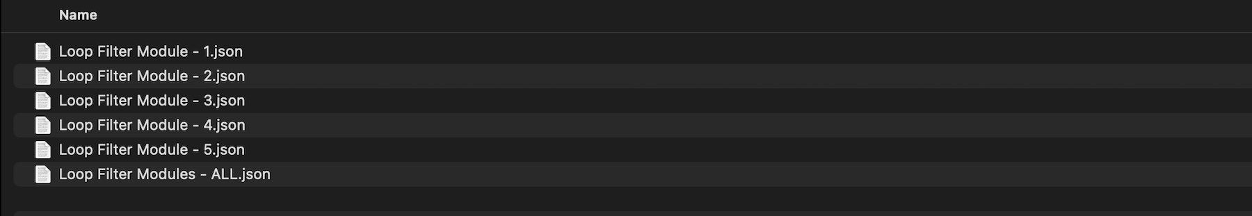 Loop Filter Modules JSON files included in the download