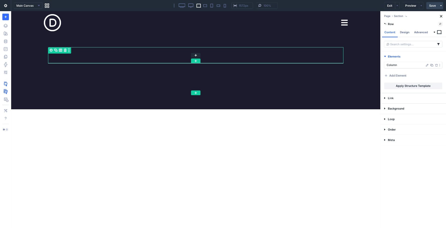 Single-column row added to the form section