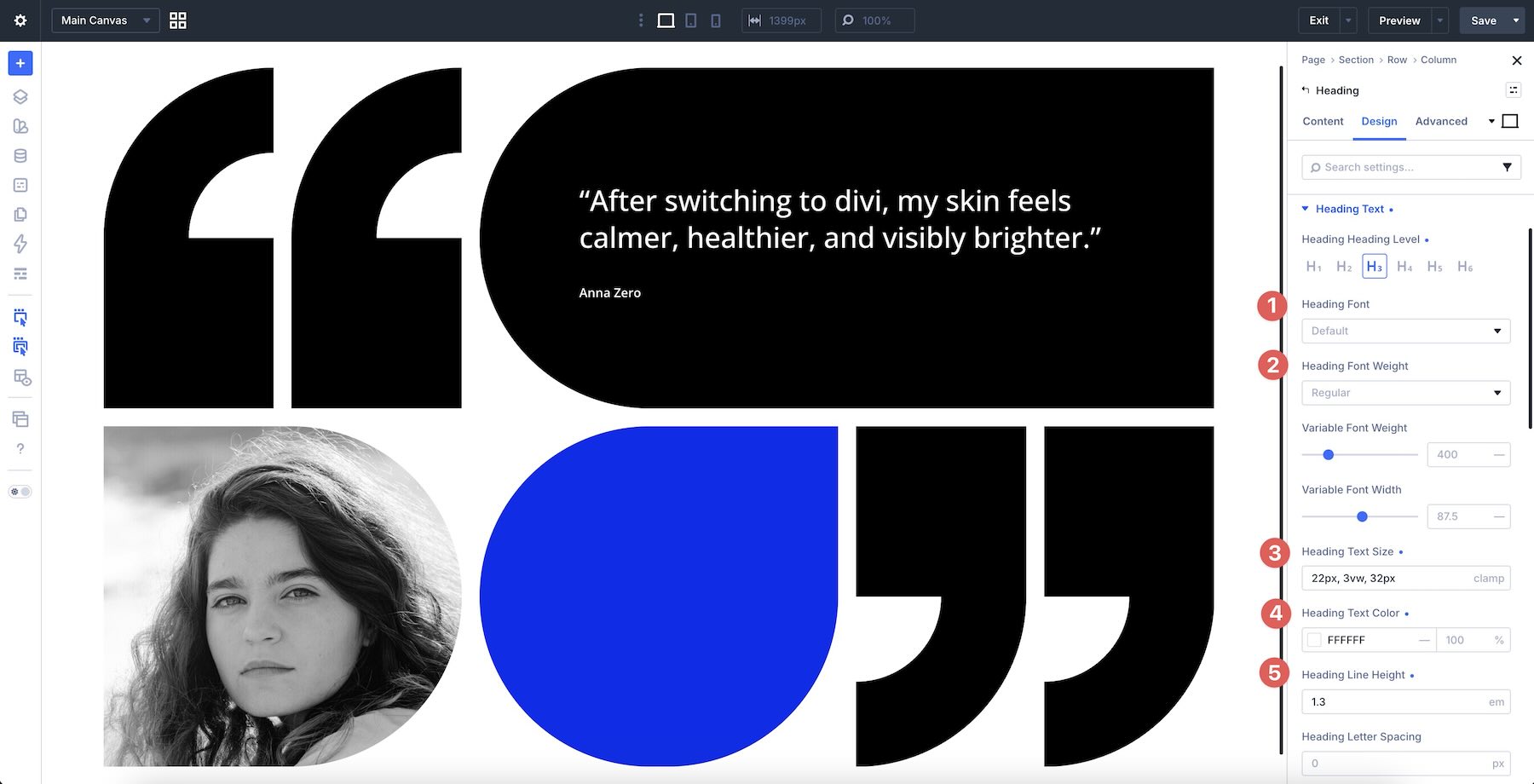 adjust text settings in Divi 5