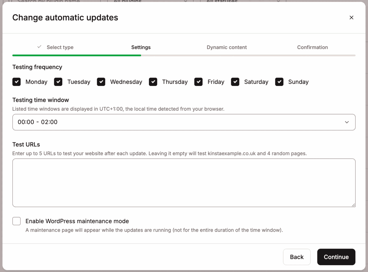 change automatic updates