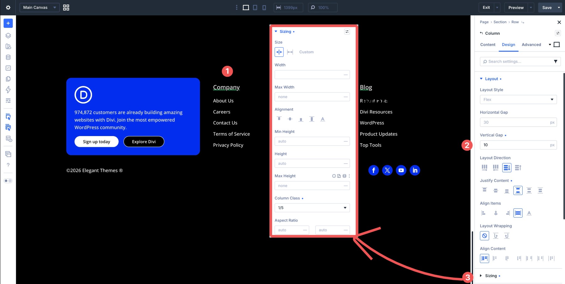 columns 2-4 settings