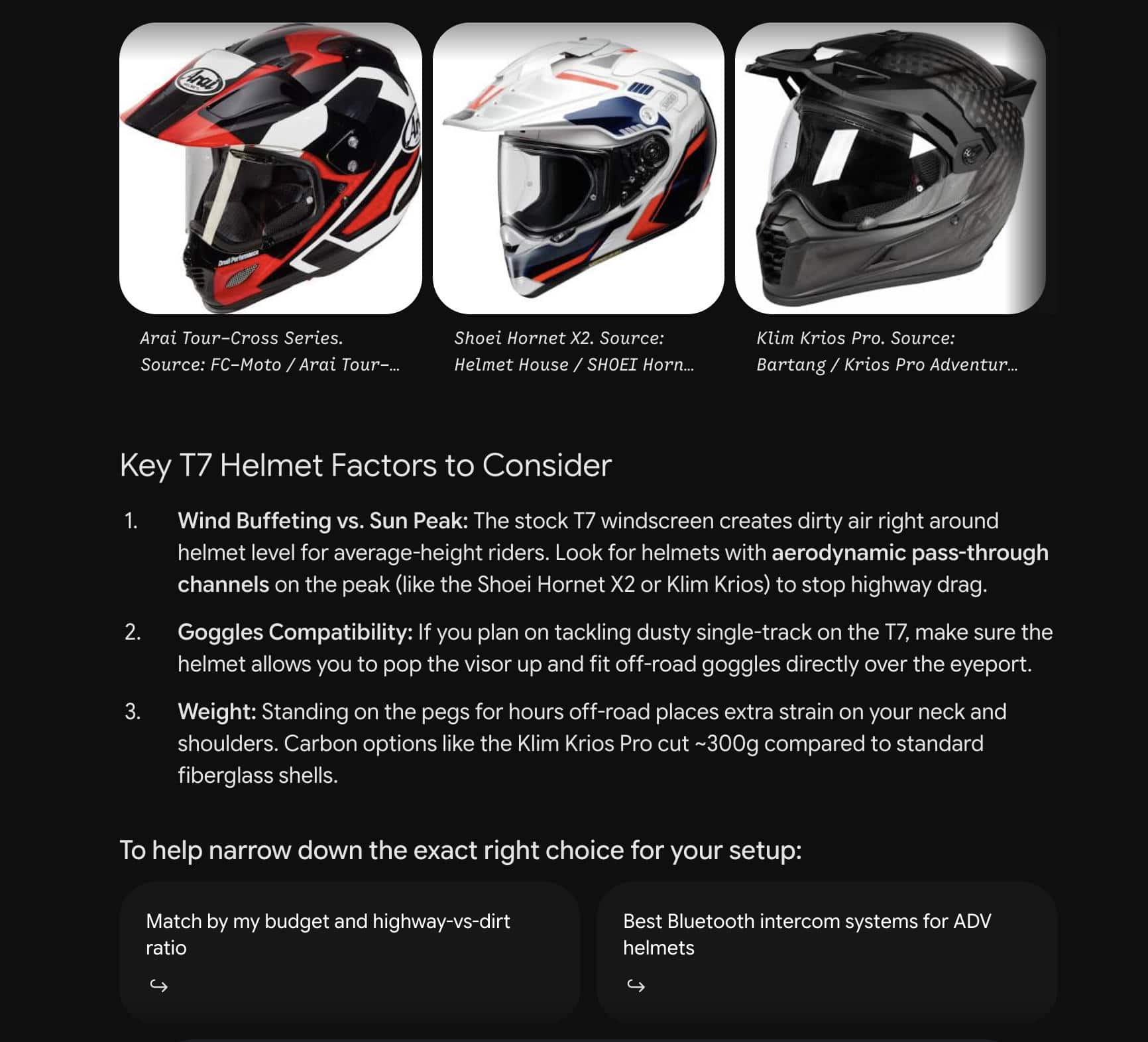 Comparing products on Gemini.