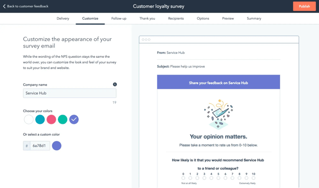 brand tracking tools, customer loyalty survey from hubspot customer feedback software