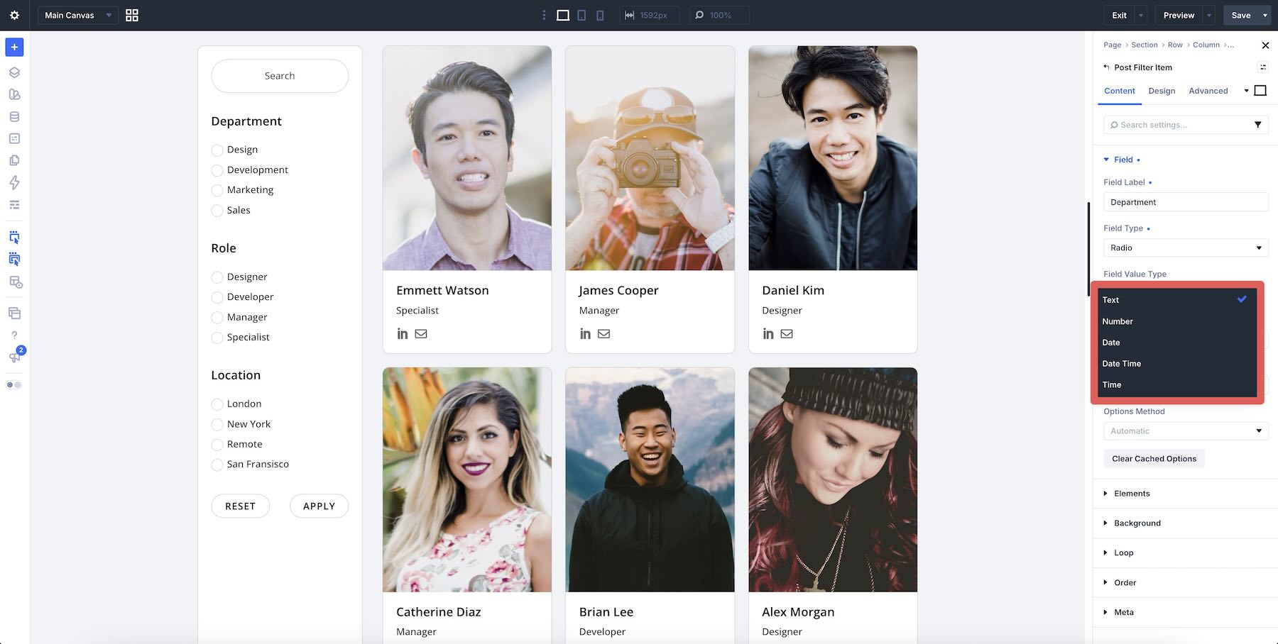 Field Value Type options for Loop Filters in Divi 5
